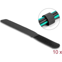 Delock Hook-and-loop cable tie L 180 x W 20 mm black 10 pieces