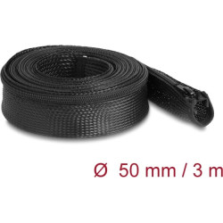 Delock Braided Sleeve with zip fastener heat-resistant 3 m x 50 mm black
