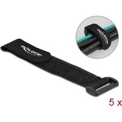 Delock Hook-and-loop cable tie with loop L 190 x W 25 mm black 5 pieces