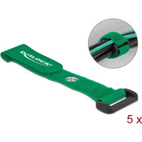 Delock Hook-and-loop cable tie with Loop and Fastening Eyelet L 150 x W 20 mm green 5 pieces