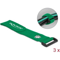 Delock Hook-and-loop cable tie with Loop and Fastening Eyelet L 280 x W 38 mm green 3 pieces
