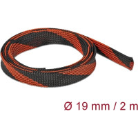 Delock Braided Sleeve stretchable 2 m x 19 mm black-red