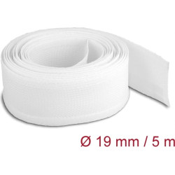 Delock Braided Sleeving with Hook-and-Loop Fastener 5 m x 19 mm white