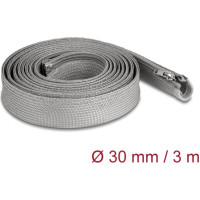 Delock Braided Sleeve with zip fastener heat-resistant 3 m x 30 mm grey
