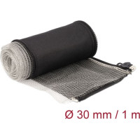 Delock EMI Shielding braided sleeve with zip heat resistant 1 m x 30 mm black