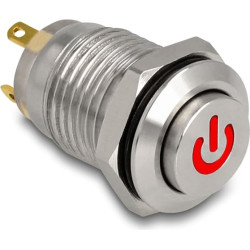 Delock Push Button for Installation 12 mm 4 x solder connection LED red power symbol