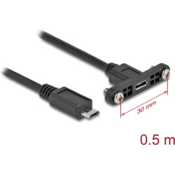 Delock Cable USB 2.0 Micro-B female panel-mount > USB 2.0 Micro-B male 0.5 m