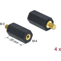 Delock Standoff M4 x M3, hexagon, inside / outside, 20 mm black 4 pcs