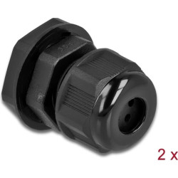 Delock Cable Gland PG9 for round cable with four cable entries black 2 pieces