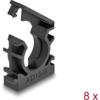 Delock Cable sleeve holder with locking clip 15.8 mm 8 pieces black
