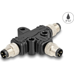 Delock M8 T-Splitter A-coded 3 pin male to 2 x male parallel connection