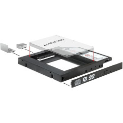 Delock Slim SATA 5.25″ Installation Frame (13 mm) for 1 x 2.5″ SATA HDD up to 9.5 mm