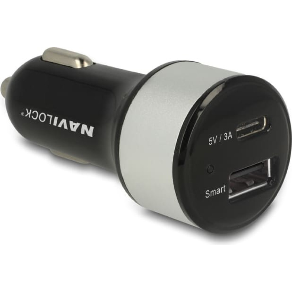 Navilock Car charger 1 x USB Type-C™ + 1 x USB Type-A 25 W