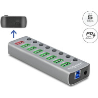 USB3.2Gen1 HUB ar 7portiem+1ārtās uzlādes ports, Delock
