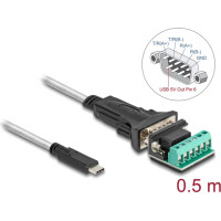 Delock Adapter USB Type-C™ to 1 x Serial RS-422/485 male with 6 pin terminal block 5 V 0.5 m