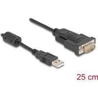 Delock Adapter USB 2.0 Type-A to 1 x Serial RS-232 D-Sub 9 pin male with ferrite core 0.25 m