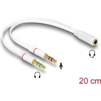 Delock Headset Adapter 1 x 3.5 mm 4 pin Stereo jack female  2 x 3.5 mm 3 pin Stereo jack male (iPhone)