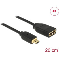 Delock Cable High Speed HDMI with Ethernet – HDMI Micro-D male > HDMI-A female 3D 4K 20 cm