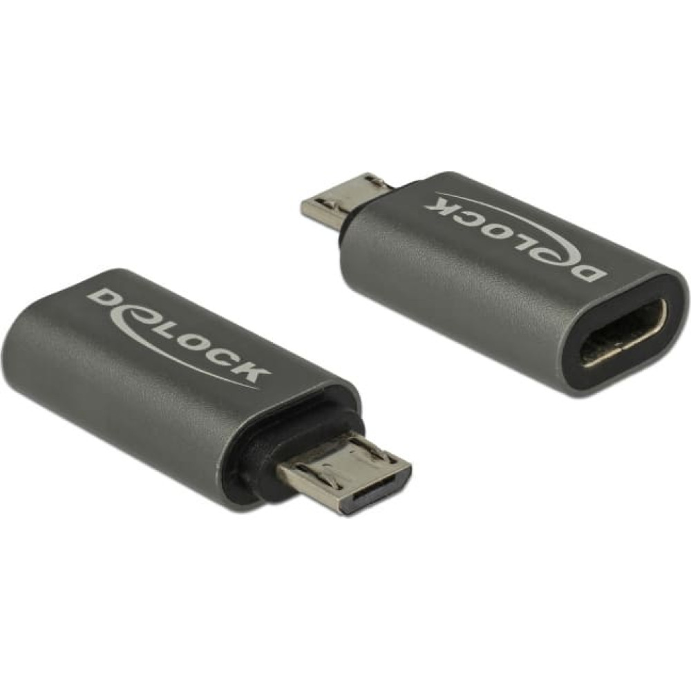 Delock Adapter USB 2.0 Micro-B male to USB Type-C™ 2.0 female anthracite