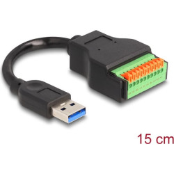 Delock USB 3.2 Gen 1 Cable Type-A male to Terminal Block Adapter with push button 15 cm