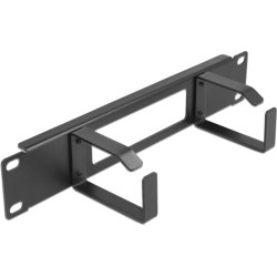 Delock 10″ Cable Management Routing Panel with opening and 2 hooks 1U black
