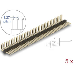 Delock Pin header 40 pin, pitch 1.27 mm, 1-row, angled, 5 pieces