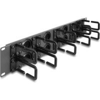 Delock 19″ Cable Management Routing Panel with 8 rubber cable entries and 10 hooks 2U dark grey