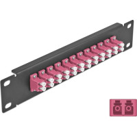 Delock 10″ Fiber Optic Patch Panel 12 Port LC Duplex violet 1U black
