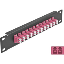 Delock 10″ Fiber Optic Patch Panel 12 Port LC Duplex violet 1U black