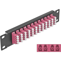 Delock 10″ Fiber Optic Patch Panel 12 Port LC Quad violet 1U black