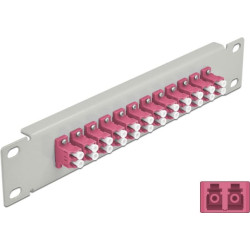 Delock 10″ Fiber Optic Patch Panel 12 Port LC Duplex violet 1U grey