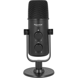 Delock Multifunctional Dual Capsule USB Microphone with 3.5 mm Stereo Headphone Jack and Volume Control + Quick-Mute Funktion