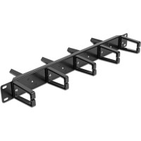 Delock 19″ Cable Management Routing Panel both sides with 9 hooks (5 x vertical, 4 x 45° inclined) 1U black