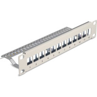 Delock 10″ Keystone Patch Panel 12 port with strain relief 1U grey