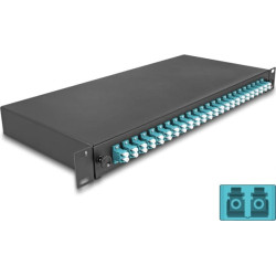 Delock 19″ Optical Fiber Splice Box 24 x LC Duplex OM3 1U complete assembled ready for splicing