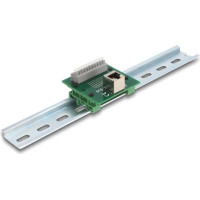 Delock RJ50 female to Terminal Block with push-button for DIN rail angled