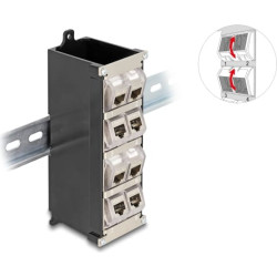Delock Keystone Holder 8 port tiltable for DIN rail or wall mounting