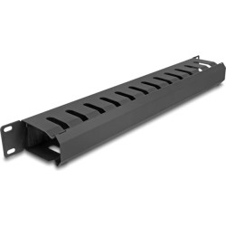 Delock 19″ Cable Management Routing Panel with brush and 2 openings 1U black