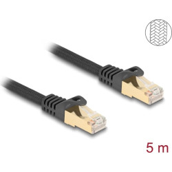 Delock RJ45 Network Cable with braided jacket Cat.6A S/FTP plug to plug 5 m black