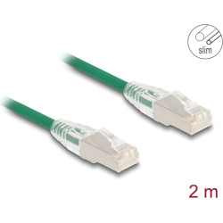 Delock RJ45 Network Cable Cat.6A plug to plug with curved latch U/FTP Slim 2 m green