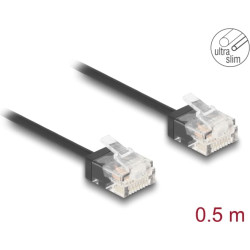 Delock RJ45 Network Cable Cat.6 UTP Ultra Slim 0.5 m black with short plugs