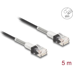 Delock RJ45 Network Cable with double bend protection Cat.6A UTP Slim 5 m black