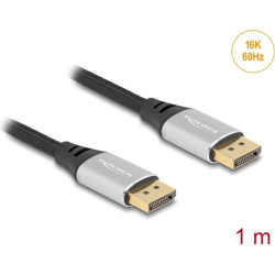 Delock DisplayPort Cable 16K 60 Hz 1 m silver metal