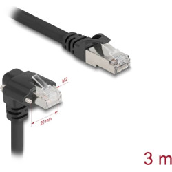 Delock GigE Kamera Cable RJ45 plug 90° angled with screws to RJ45 plug Cat.6 S/FTP 3 m black