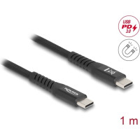 Delock USB 2.0 Cable USB Type-C™ male to male with magnetic textile jacket PD 3.0 60 W 1 m