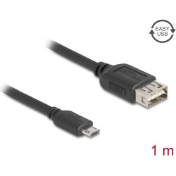 Delock USB 2.0 Cable EASY USB Type Micro-B male to EASY USB Type-A female 1 m