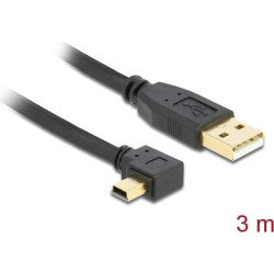 Delock USB 2.0 Cable Type-A male to Type Mini-B male angled 3 m
