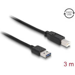 Delock Cable EASY-USB 2.0 Type-A male > USB 2.0 Type-B male 3 m black