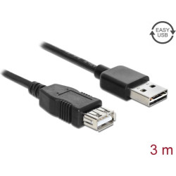 Delock Extension cable EASY-USB 2.0 Type-A male > USB 2.0 Type-A female black 3 m