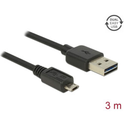 Delock Cable EASY-USB 2.0 Type-A male > EASY-USB 2.0 Type Micro-B male 3 m black